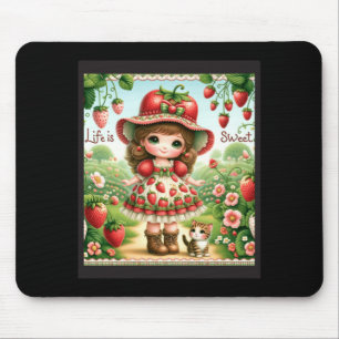 Mousepad Bolo De Morango Doce Vida Fofo Vintage Berry