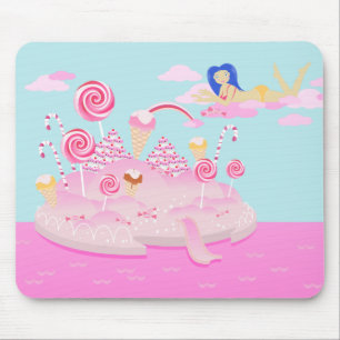 Mousepad Bolo mundial de doces cor-de-rosa para festa de an