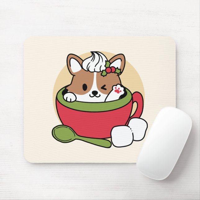 Mousepad Bolsa de Cacau de inverno - Cachorro-Bonito em Des (Com mouse)