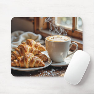 Mousepad Bom Dia Café Com Croissants
