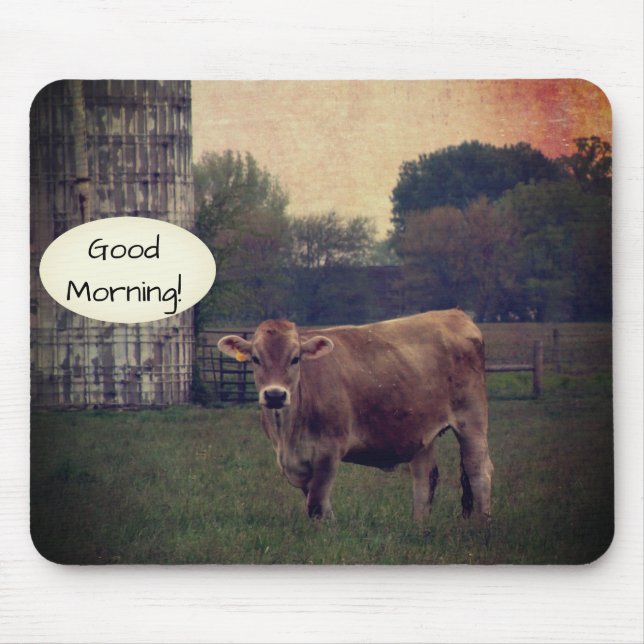 Mousepad Bom dia da sua Fazenda de Vaca de Jersey Local (Frente)