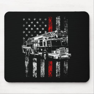 Mousepad Bombeiro Bandeira Americana Linha Vermelha Fina Bo