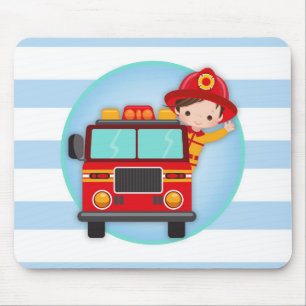 Mousepad Bombeiro Bombeiro Garoto de Cabelo Marrom