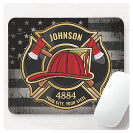 Mousepad Bombeiro NOME Fireman Fire Department USA Flag