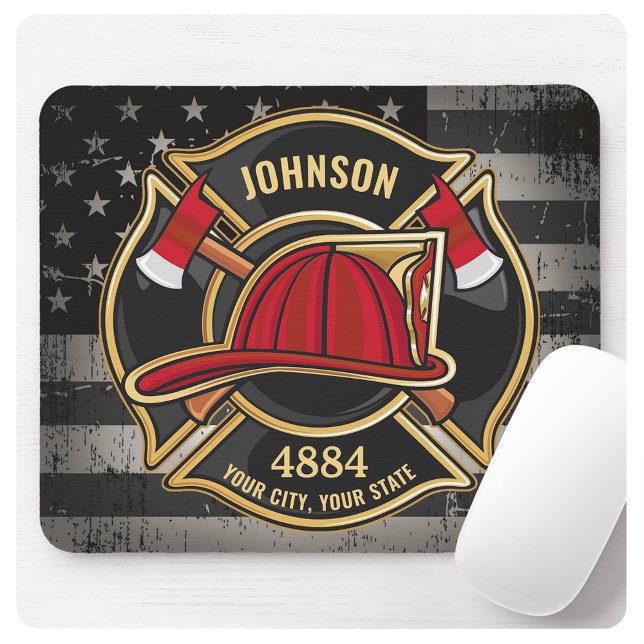 Mousepad Bombeiro NOME Fireman Fire Department USA Flag (Criador carregado)