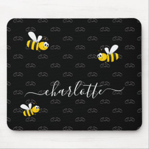 Mousepad Bombus brancos negros e felizes monograma de humor
