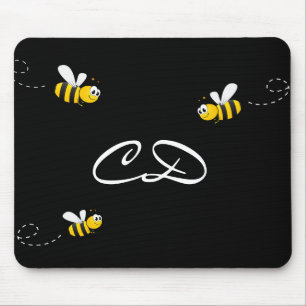 Mousepad Bombus brancos negros e felizes monograma de humor