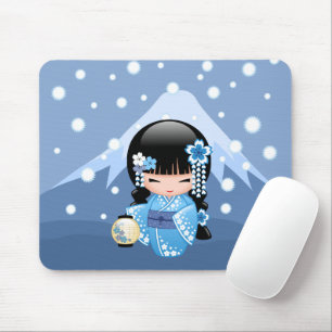 Mousepad Boneca de Kokeshi do inverno - menina de gueixa