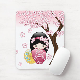 Mousepad Boneca de Kokeshi do primavera - menina de gueixa