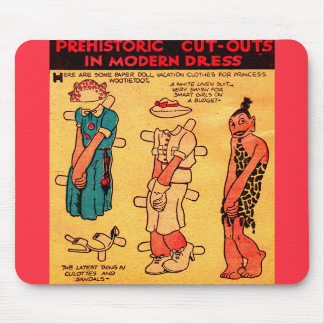 Mousepad Boneca de papel em quadrinhos da década de 1930, P (Frente)