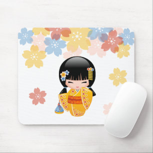 Mousepad Boneca de Verão Kokeshi - Garota amarela Kimono G
