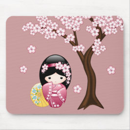 Mousepad Boneca Kokeshi da Primavera - Geisha Japonesa Fofa
