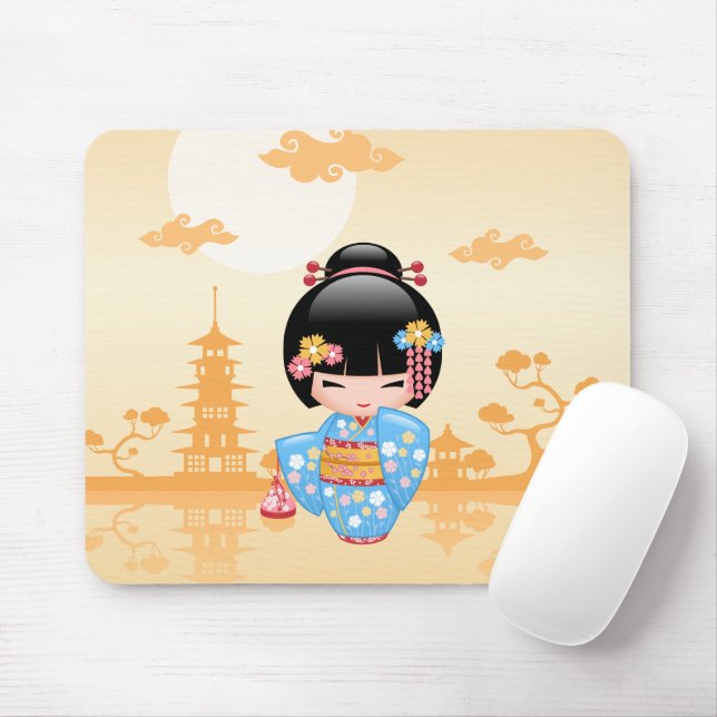 Mousepad Boneca Maiko Kokeshi - Garota Geisha Japonesa Boni (Com mouse)