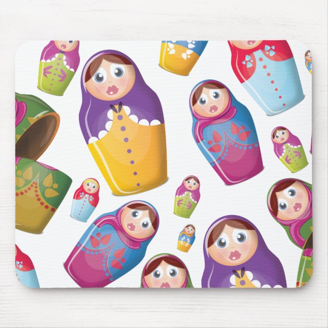 Mousepad Boneca Matryoshka - Padrão de Bonecas Russas Aninh (Frente)