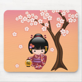 Mousepad Boneca Sakura Kokeshi - Garota Geisha em Pêssego