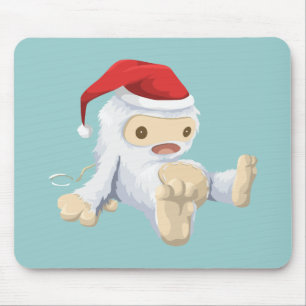 Mousepad Boneca Yeti Natal Vestindo um Chapéu Santa