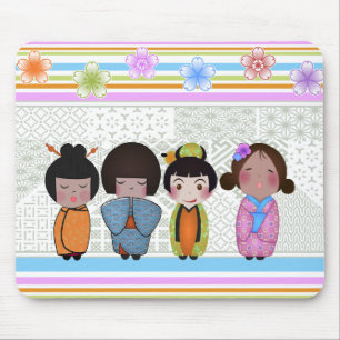 Mousepad bonecas do kokeshi