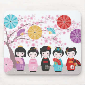 Mousepad Bonecas Kokeshi Japonesas