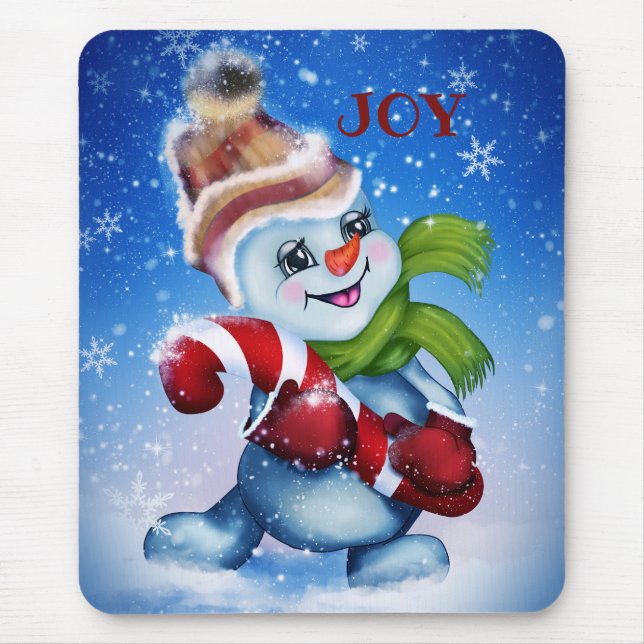 Mousepad Boneco de neve com um cachecol (Frente)