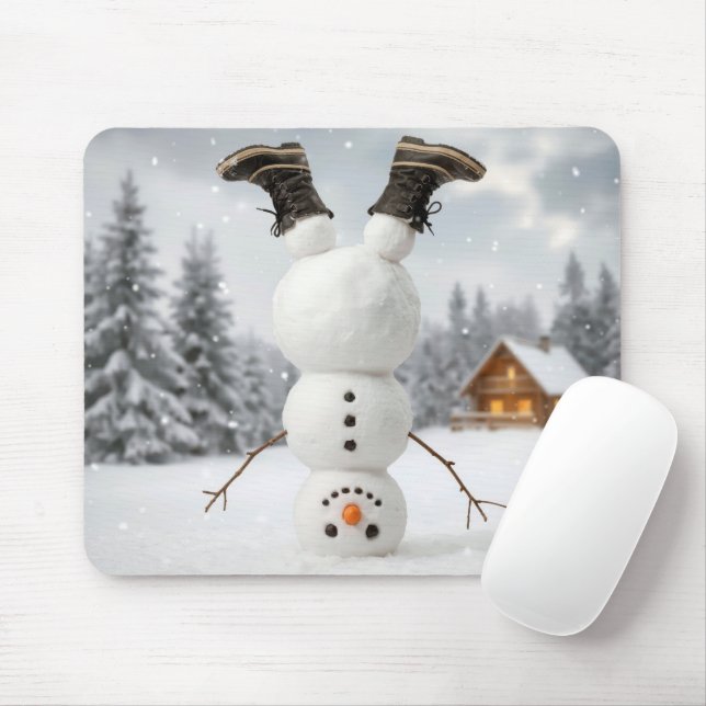Mousepad Boneco de Neve de Cabeça para Baixo (Com mouse)