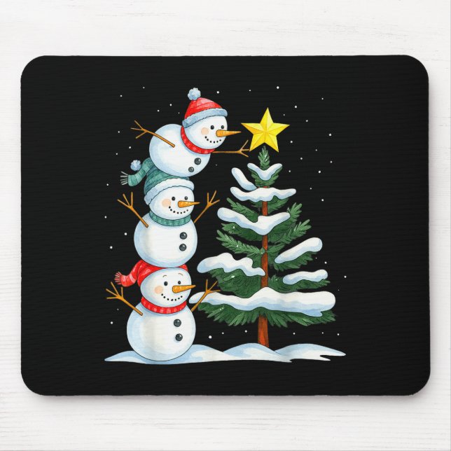 Mousepad Boneco de Neve de Natal Engraçado Topper Árvore Fe (Frente)