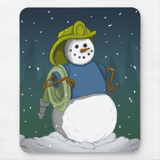 Mousepad Boneco de neve do sapador-bombeiro (Frente)