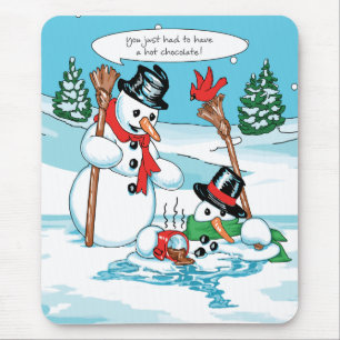 Mousepad Boneco de neve engraçado com desenhos animados do