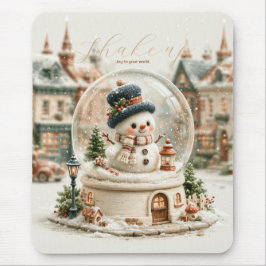 Mousepad Boneco de Neve Fofo em Globo de Neve