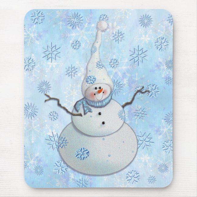 Mousepad BONECO DE NEVE, LENÇO & CHAPÉU da NEVE por SHARON (Frente)