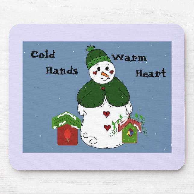 Mousepad Boneco de Neve - Mãos Frias, Coração Quente (Frente)