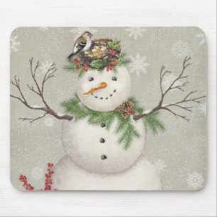 Mousepad boneco de neve moderno do wintergarden do vintage