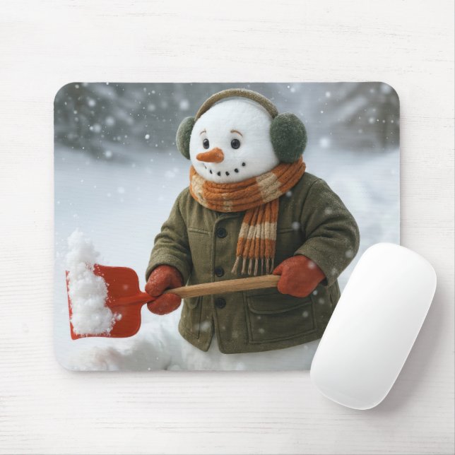 Mousepad Boneco de Neve Removendo Neve (Com mouse)