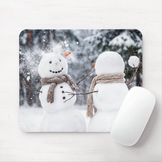 Mousepad Bonecos de Neve em uma Batalha de Bolas de Neve (Com mouse)