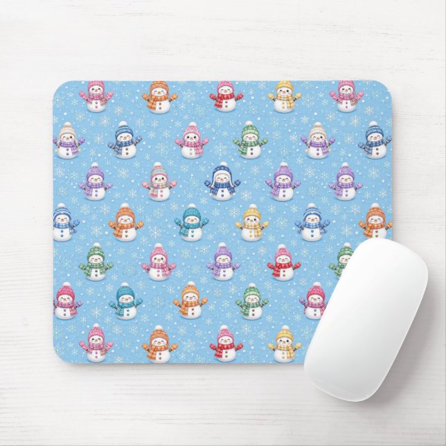 Mousepad Bonecos de Neve Fofos em Flocos de Neve (Com mouse)