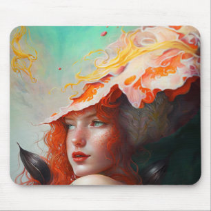 Mousepad Bonita Abstrato de Arte Vermelha Ginger Girl