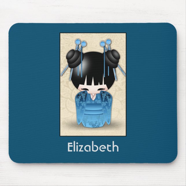 Mousepad Bonita Boneca Kokeshi Japonesa Personalizada (Frente)