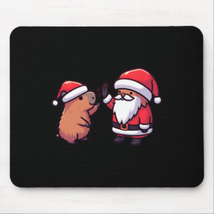 Mousepad Bonita Capybara E Papai Noel Cinco De Natal