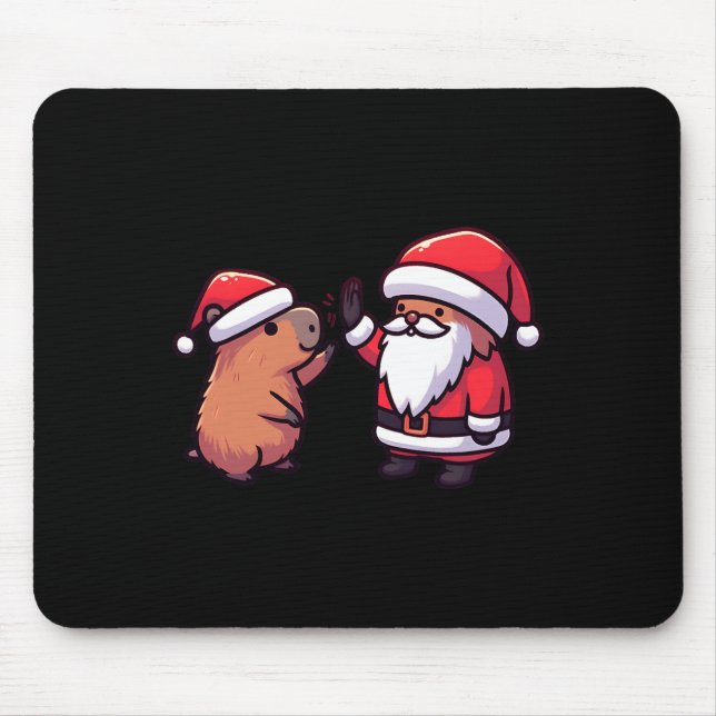 Mousepad Bonita Capybara E Papai Noel Cinco De Natal (Frente)