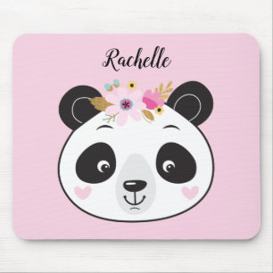 Mousepad Bonita Face Panda Rosa, Menina Personalizada
