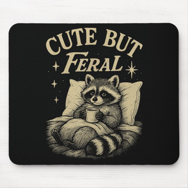 Mousepad Bonita Mas Feral Raccoon Cozy Memória Café Chaos V (Frente)