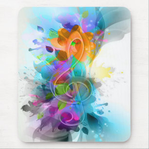 Mousepad Bonita nota de música colorida com água