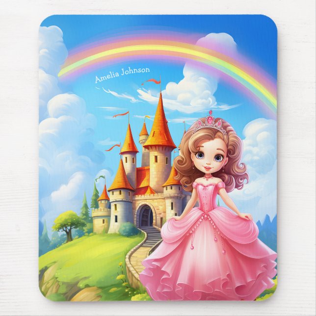 Mousepad Bonita Princesa num Castelo de Leite Personalizado (Frente)