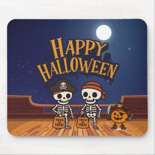 Mousepad bonitinho, esqueletos e abóbora no Halloween