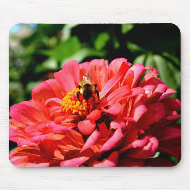 Mousepad Bonito abelha-de-mel e floral vermelha (Frente)