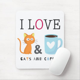 Mousepad Bonito Adoro Gatos e Café Branco