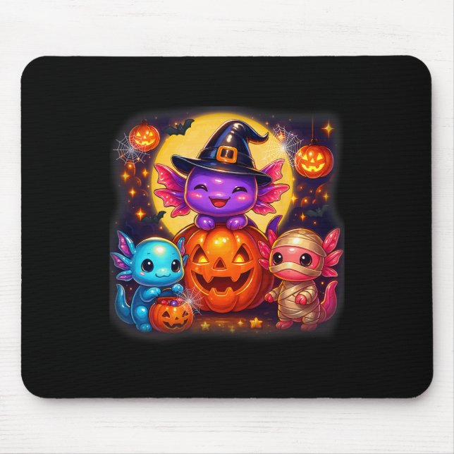 Mousepad Bonito Axolotl Jack O Lanterna Figurinos de Hallow (Frente)
