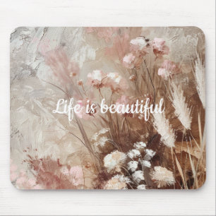 Mousepad Bonito Beige Blush Pink Boho Floral
