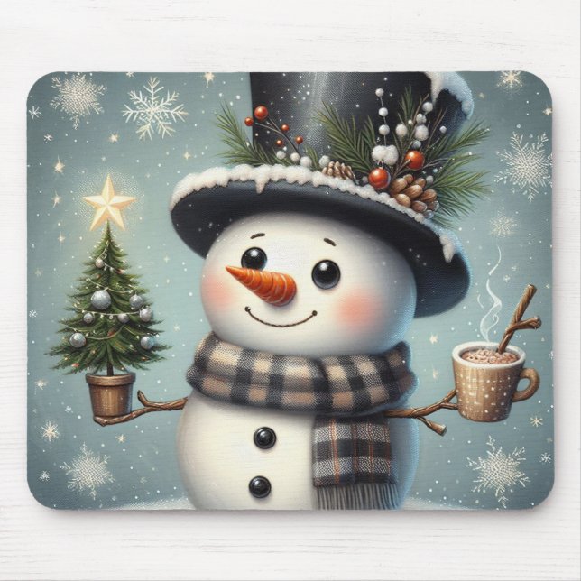 Mousepad Bonito boneco de Natal/Neve de inverno (Frente)