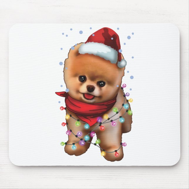 Mousepad Bonito Cão Pomeraniano Lover Engraçado Feriado Nat (Frente)