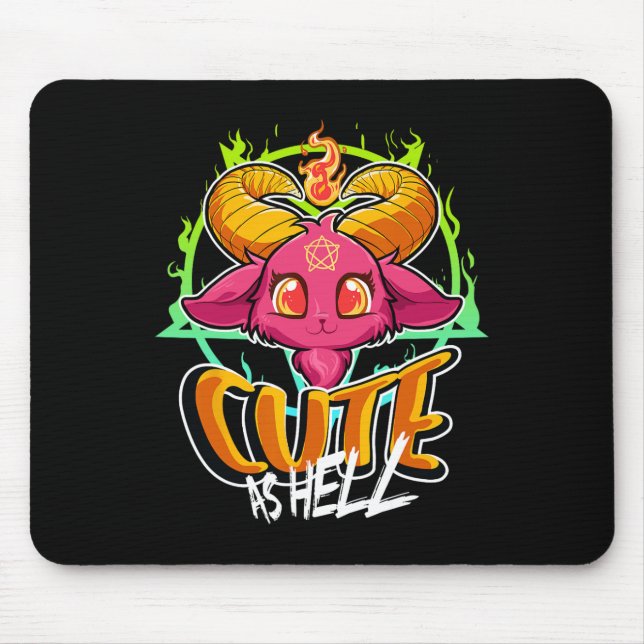 Mousepad Bonito Como Inferno Halloween Kawaii Phomet Engraç (Frente)